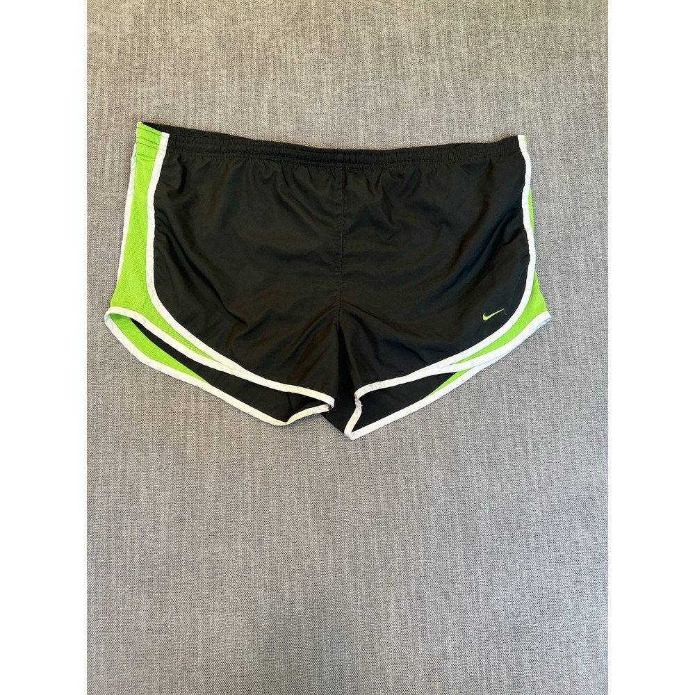 Nike Dri-FIT Tempo Running Shorts Women's XL Black Neon Green Lined Athletic